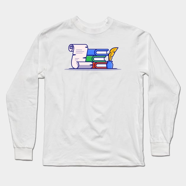 Book, Paper With Feather Pen And Ink Long Sleeve T-Shirt by Catalyst Labs